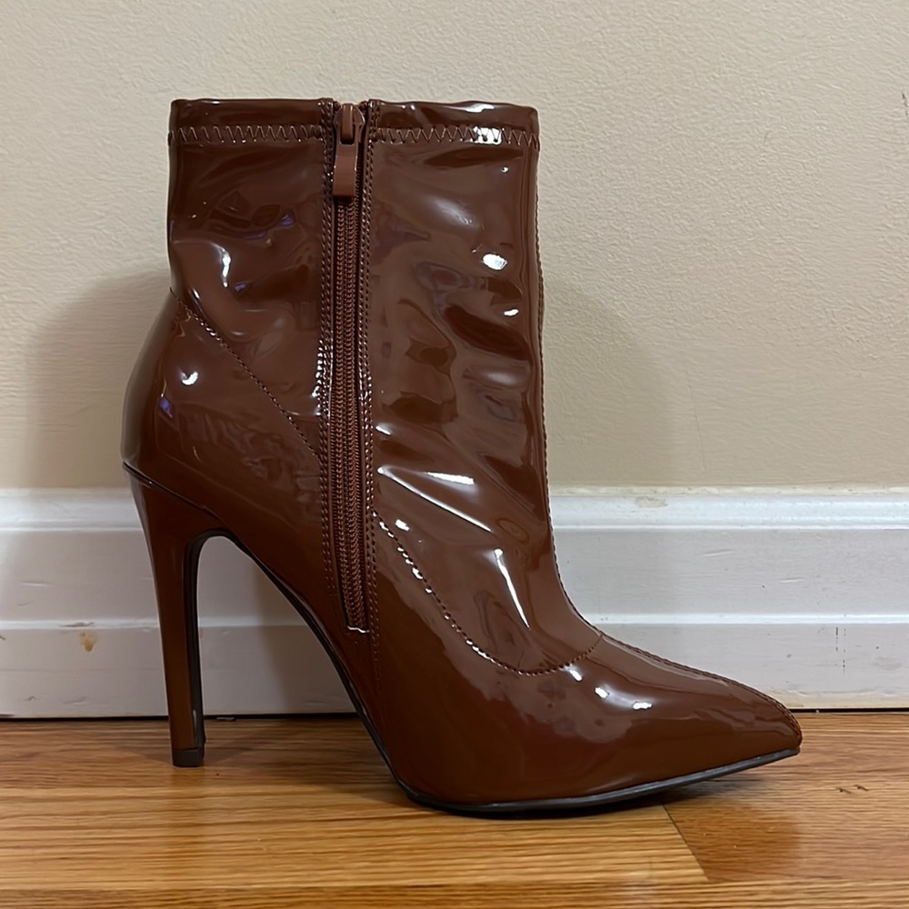 Torrid Pleather boot in caramel tan. Size 8 WW 3 1/2 in heel